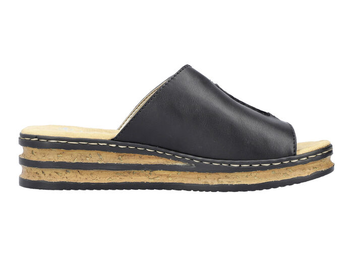 Rieker, klassische Damen-Pantoletten, aus Synthetik SCHWARZ